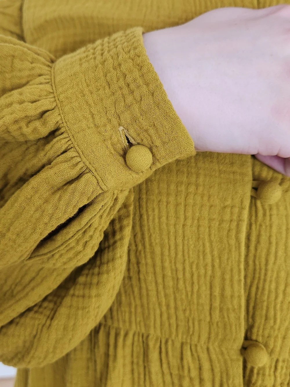 Tiered Button-Front Midi Dress in Mustard